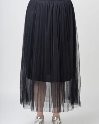 Fusta din tulle plisata, lunga, neagra
