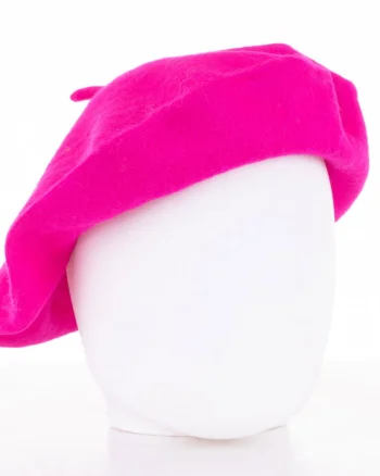 Bereta frantuzeasca fucsia din stofa de lana