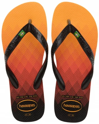 Papuci Havaianas din cauciuc natural, portocaliu cu negru