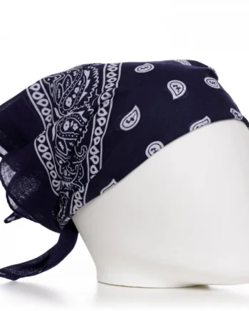 Bandana tip batic patrat cu imprimeu alb pe fond negru