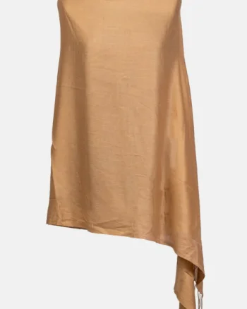 Esarfa dreptunghiulara capucino din material tip cashmere