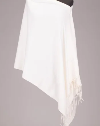 Esarfa alba din cashmere subtire dreptunghiulara