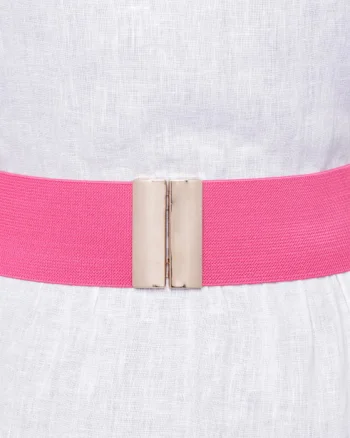 Curea fucsia 6 cm latime din material elastic, cu catarama aurie