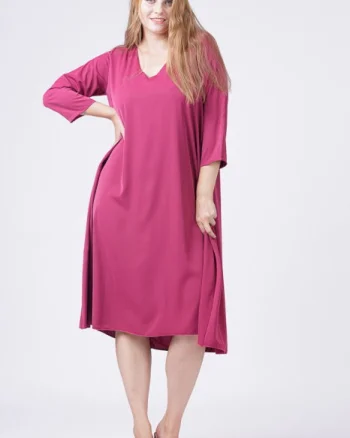 Rochie A-line mov- zmeura cu maneca lunga
