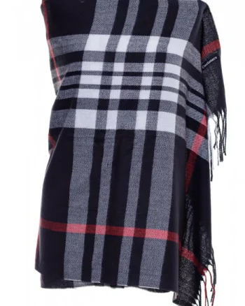 Esarfa casmir unisex cu carouri pe fond negru