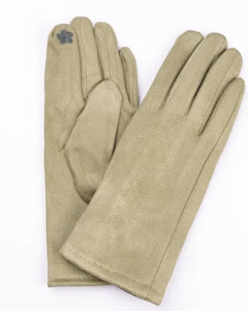 Manusi dama verde prazuliu din material textil catifelatat