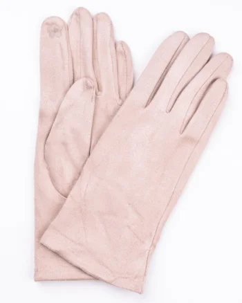 Manusi dama bej deschis din material textil catifelatat