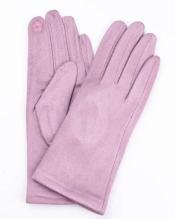 Manusi dama lila din material textil catifelatat