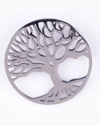 Brosa rotunda metalica Pomul Vietii argintiu