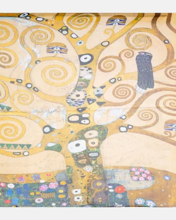 Esarfa patrata cu o singura fata cu imprimata cu reproducere dupa    Pomul Vietii    - Gustav Klimt