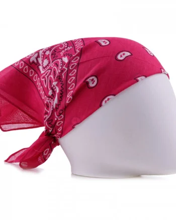Bandana tip batic patrat cu imprimeu alb pe fucsia