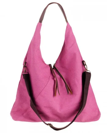 Geanta de umar din material textil si cu bareta crossbody, fucsia