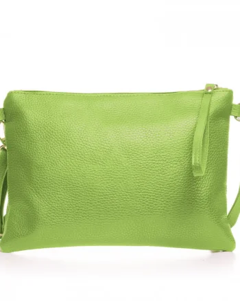 Geanta plic crossbody verde praz, din piele naturala