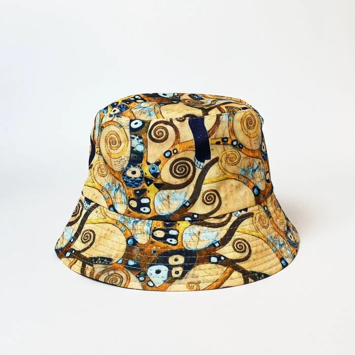 Palarie tip bucket unisex cu doua fete imprimata cu reproducere dupa    Pomul Vietii    - Gustav Klimt