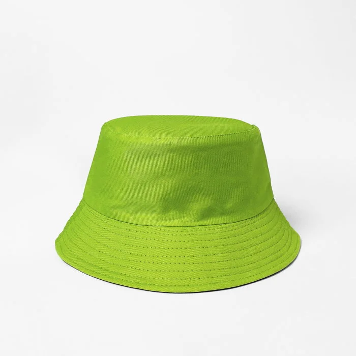 Palarie tip bucket unisex cu doua fete verde praz si negru, din bumbac