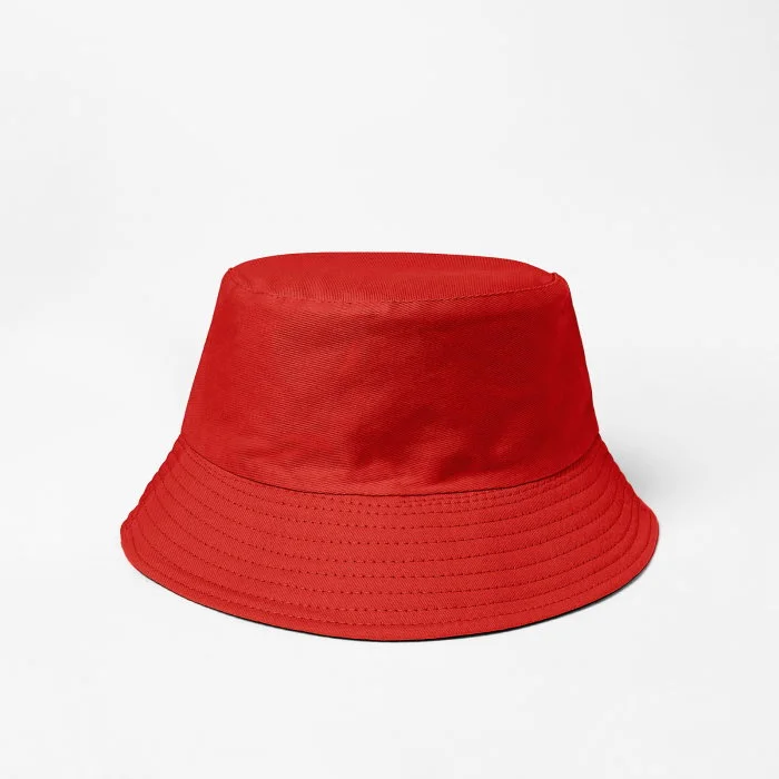 Palarie tip bucket unisex cu doua fete, rosu si negru, din bumbac