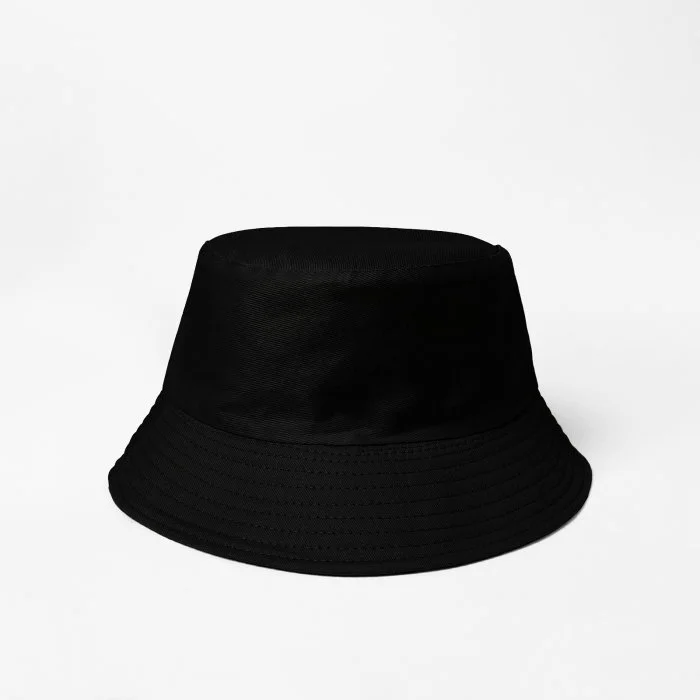 Palarie tip bucket unisex cu doua fete, negru si negru, din bumbac