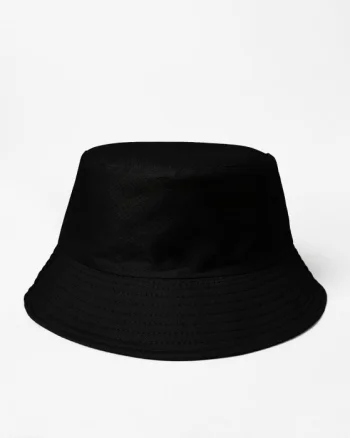 Palarie tip bucket unisex cu doua fete, negru si negru, din bumbac