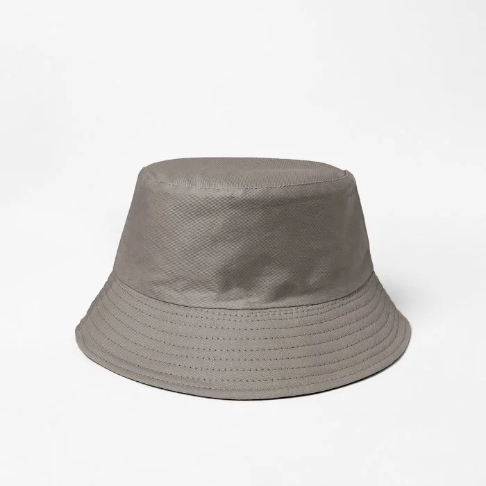 Palarie tip bucket unisex cu doua fete, gri si negru, din bumbac