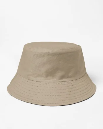 Palarie tip bucket unisex cu doua fete, bej inchis si negru, din bumbac