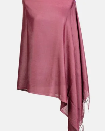 Esarfa roz inchis din cashmere subtire dreptunghiulara