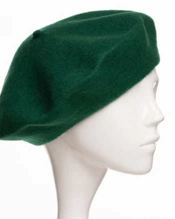 Bereta frantuzeasca din stofa groasa de lana, verde inchis