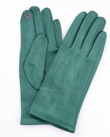 Manusi dama verzi din material textil catifelat