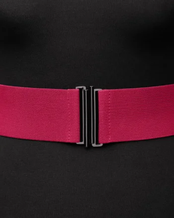 Curea fucsia din material elastic cu catarama metalica - 6 cm