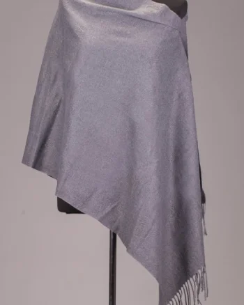 Esarfa cashmere dreptunghiulara gri cu modele embosate