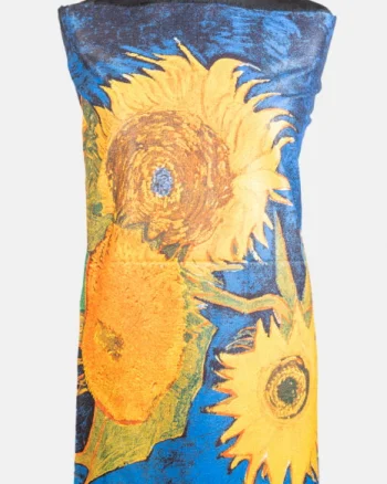 Esarfa cashmere cu doua fete imprimata cu o stilizare dupa    Floarea Soarelui   de Van Gogh
