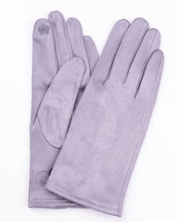 Manusi dama gri deschis din material textil catifelatat