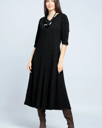Rochie cambrata din tricot de vascoza, neagra