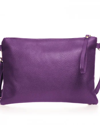 Geanta plic crossbody mov, din piele naturala