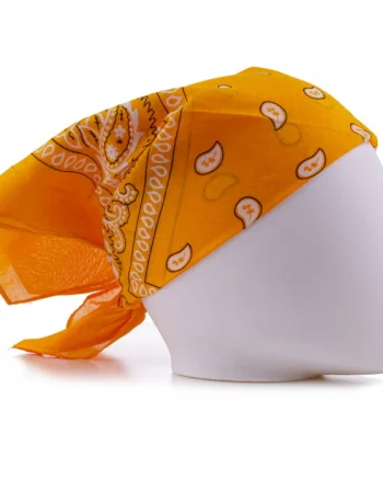 Bandana tip batic patrat cu imprimeu alb pe portocaliu