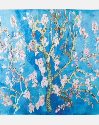 Esarfa patrata imprimata cu o reproducere dupa    Migdal Inflorind   de Van Gogh