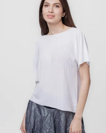 Bluza versatila cu maneca scurta, alba