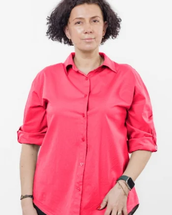 Camasa din poplin de bumbac cu dantela pe spate, fucsia
