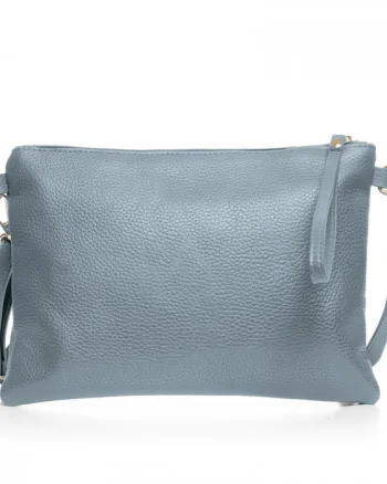 Geanta plic crossbody bleu, din piele naturala