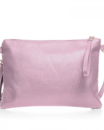 Geanta plic crossbody lila deschis, din piele naturala