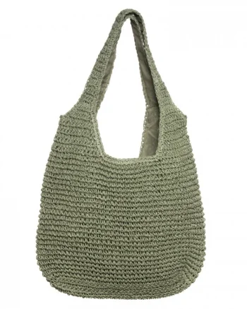 Geanta shopper impletita cu manere late, verde prafuit