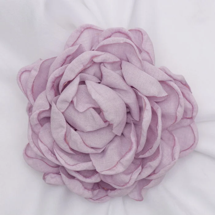 Brosa floare lila din bumbac cu diametru de 15 cm, cu clips pentru par