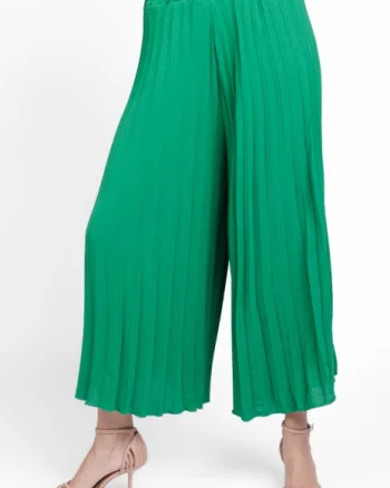 Pantaloni plisati, largi si drepti, verzi