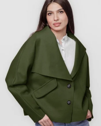 Jacheta scurta oversize, din stofa kaki