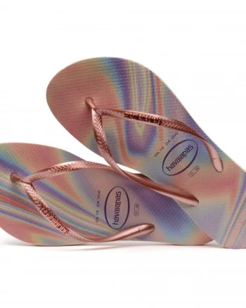 Papuci Havaianas slim din cauciuc natural,  degrade cu roz si mov