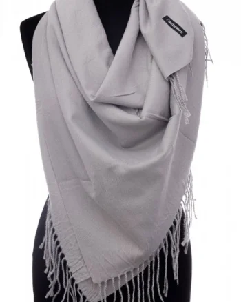 Esarfa gri patrata din material gros tip cashmere