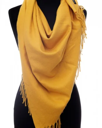 Esarfa galbena patrata din material gros tip cashmere