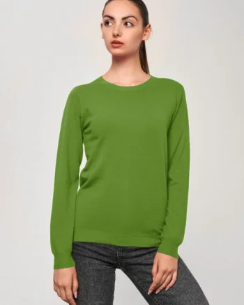 Puloveras la baza gatului, din tricotaj fin, verde oliv