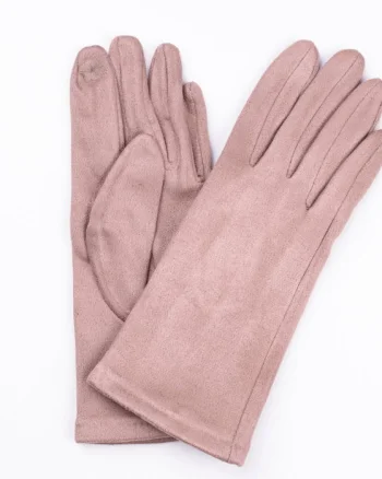 Manusi dama bej inchis din material textil catifelatat