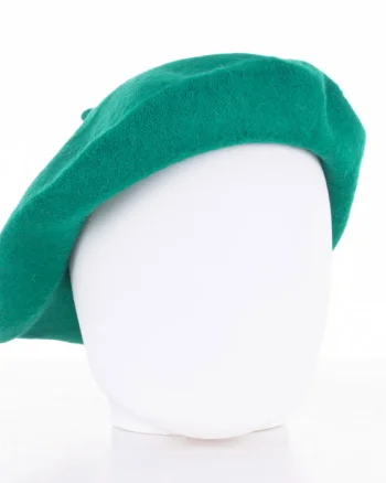 Bereta frantuzeasca verde smarald din stofa de lana