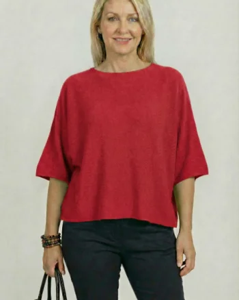 Pulover versatil cu maneca fluture din vascoza, bordo